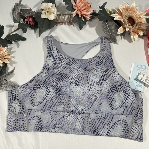 NWT Zella‎ [ XL ] Live In Racerback Bra in Blue Celestial Serpent Print - Picture 4 of 12
